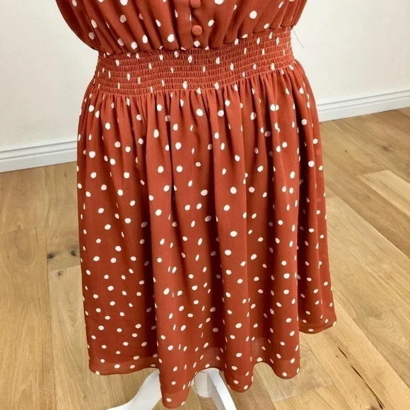 Madewell Smocked-Waist Mini Dress in Inkspot Polka Dots Size XS - Picture 8 of 12